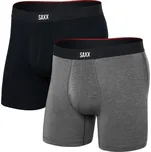 Saxx VIBE XTRA BOXER BRIEF FLY 2PK black/dark grey heather