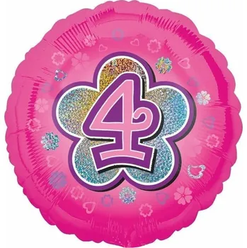 Balónek Amscan / Riethmüller Balonek fóliový číslo 4 růžový, 43 cm