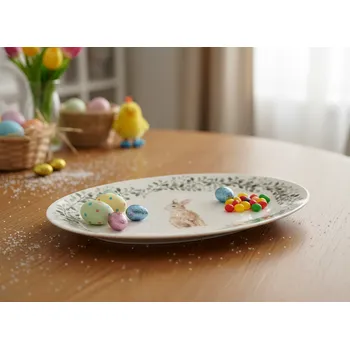 Velikonoční oválná porcelánová servírovací mísa SVEN 35x23 cm 885032