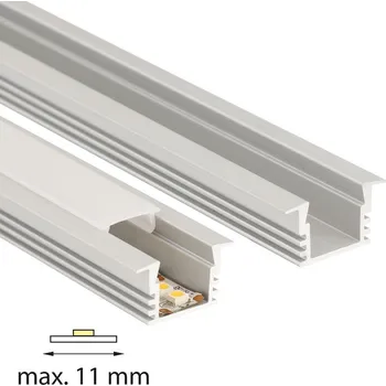 Stavební profil McLED ML-761.033.02.1 Vestavný hliníkový profil VL, 22x13 mm, matný difuzor, komplet, 1 m