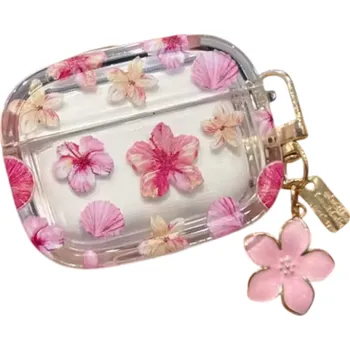 Příslušenství pro sluchátka Okouzlující květinové pouzdro pro AirPods 3 s klíčenkou Ochrana proti poškrábání, prachu a nárazům, snadný přístup k portům a tlačítkům