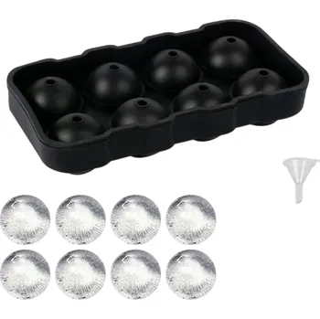 Nádoba na led Silikonová forma na led 8místná kulatá s víkem a mřížkou, 23x12,5x4,6 cm – Ideální pro výrobu čistého ledu s ochranou před nečistotami