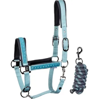 Ohlávka s vodítkem HARRY'S HORSE Crystal teal FULL