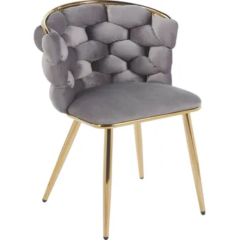 Jídelní židle Designová jídelní židle AURELIA Gold (šedá) - zlatý rám