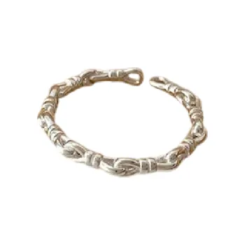 Prsten Univerzální nastavitelná velikost Dámský otevřený prstýnek článkový styl Řetěz svázaná lana Minimalistický gravírovaný šperk