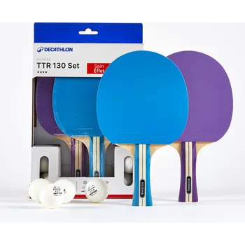 Pingpongová pálka KUIKMA Sada 2 pálek TTR 130 SPIN 4* ITTF + míčky BEZBARVÁ