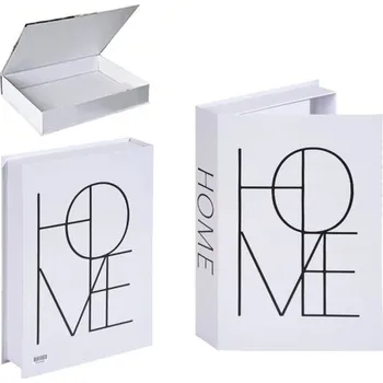 Dekorativní falešná kniha s úložným prostorem HOME – otevíratelná, bílá, minimalistická dekorace s tajným úložným místem