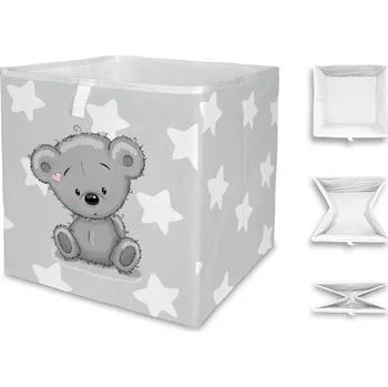 Úložný box Butter Kings grey teddy, 32 × 32 cm
