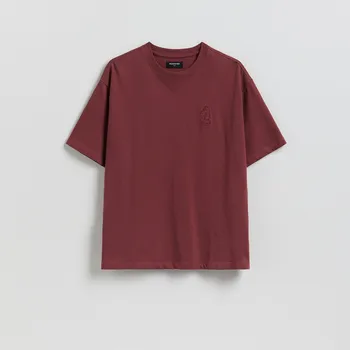 Reserved - Boxy tričko s potiskem na zádech - hnědá - 975HL-83X - 975HL-83X-L