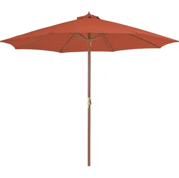 Slunečník Zahradní slunečník s dřevěnou tyčí 300 cm terakotový - 8718475697374