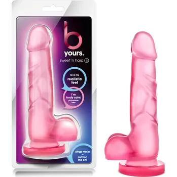 Dildo bjours Sweet N Hard 4 - přísavkový, varlatový dildo (růžový)