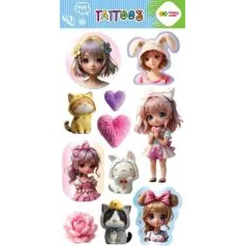Set školních potřeb Tatuaże zmywalne Kawaii Girls HAPPY COLOR