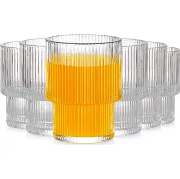 Sklenice Sklenice na nápoje 190 ml, žebrované sklo, 6 ks