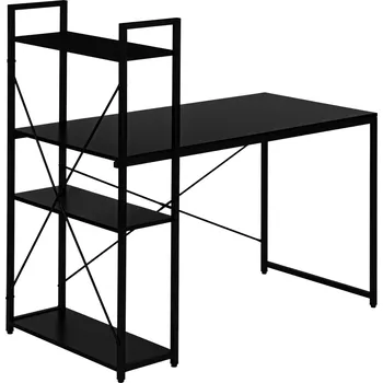 Psací stůl ModernHome TH-SD-1 Počítačový stůl 120 × 60 cm, regál se třemi policemi, černý