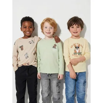 Chlapecké tričko Sinsay - Bavlněná trička s potiskem 3 pack - krémová - 577DN-01X - 577DN-01X-104