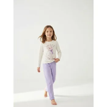 Oblečení a móda Sinsay - Dvoudílné bavlněné pyžamo - krémová - 571HI-01X - 571HI-01X-122