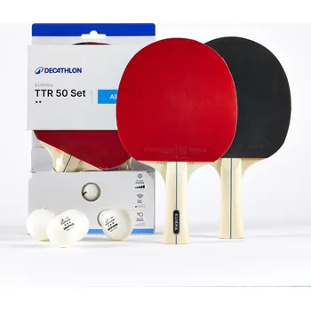 Míčový sport KUIKMA Sada 2 pálek na stolní tenis TTR 50 2* + míčky Shakehand