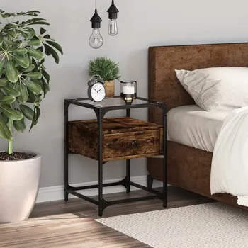 Noční stolek vidaXL Noční stolek 40 x 40 x 55 cm kompozitní dřevo [846080] Barva: kouřový dub