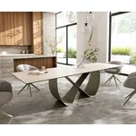 DELIFE Jídelní stůl Edge 300x100 keramika Laminam® Travertino Bianco krémově bílá Infinity kov titanová barva
