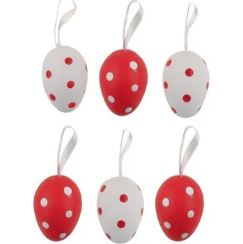 Velikonoční dekorace Vajíčka plastová na zavěšení 4 cm, 6 ks v sáčku 8965