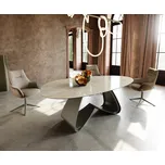 DELIFE Jídelní stůl Edge oválný 220x120 keramika Iris FMG Onice Oro W-podnož kov efektová úprava titanová