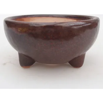 Květináč Keramická bonsai miska 9,5 x 9,5 x 5 cm hnědá