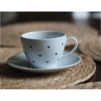 Dárková krabička Malovaný hrníček s talířkem Srdíčka 240ml - KUS HRNKU