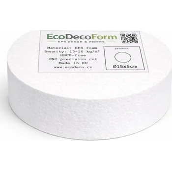 1Mcz kulatý korpus, maketa na dort z polystyrenu 15x5cm bílá 1ks