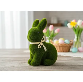 Velikonoční dekorace Velikonoční dekorační figurka LARSEN III. zelený zajíček 8x6x12 cm Výška 12 cm 725630