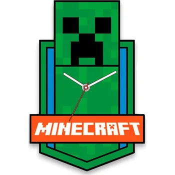 Budík Euroswan Nástěnné hodiny MINECRAFT XL zelené 50 cm