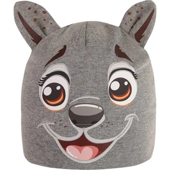 Čepice Dětská bavlněná čepice Zoo - zvířátka - vzor 13 - tmavě šedá - pejsek 52 - 54