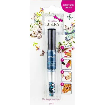 Kosmetika EP line LUKKY Lak na nehty dětský slupovací 6ml + třpytky 1,5g Světle modrá