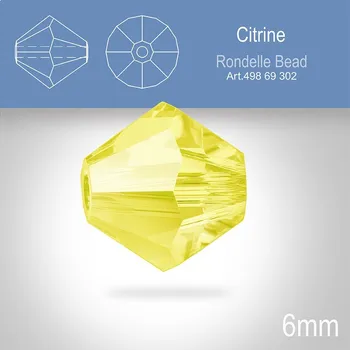 Dětské zboží PRECIOSA Bicone MC BEAD (sluníčko) velikost 6mm. Barva Citrine. Balení 18ks .