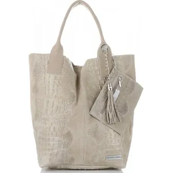 Kabelka Kožené kabelka shopper bag Vittoria Gotti béžová V877