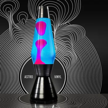 Lampa pro světelnou terapii Mathmos Astro Vinyl, originální lávová lampa s modrou tekutinou a růžovou lávou, 43cm