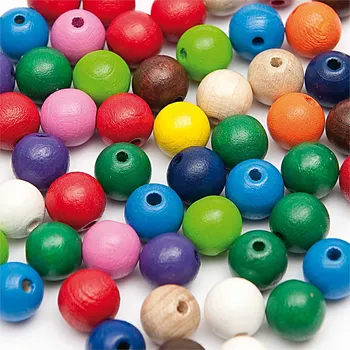 Dětské navlékací korálky Dřevěné korálky mix barev, 125ks/6mm