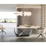 DELIFE Jídelní stůl Edge oválný 280x130 keramika Minas Melange bílá béžová Infinity kov efekt titan