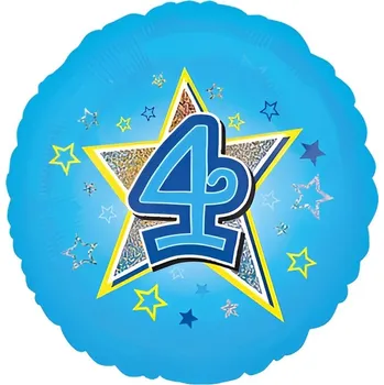 Balónek Amscan / Riethmüller Balonek fóliový číslo 4 modrý, 43 cm