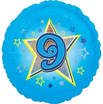 Balónek Amscan / Riethmüller Balonek fóliový číslo 9 modrý, 43 cm