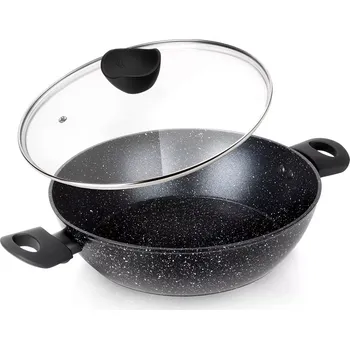 Pánev Hluboká granitová pánev se skleněnou poklicí BLACK LINE 28 cm, 3,5 l