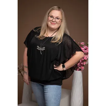 Italy fashion Dámský top KARA Barva: Černá, Velikost: UNI: M-2XL