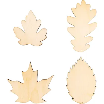 Výtvarná sada DŘEVĚNÉ DEKORÁTKY, SET LISTY 4ks