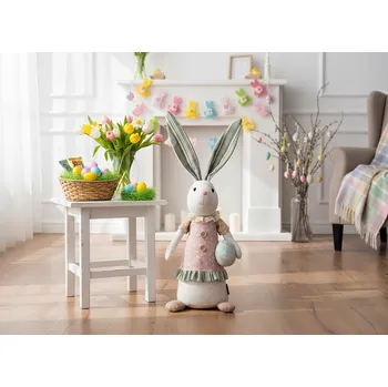 Velikonoční dekorace Velikonoční dekorační figurka FRANCY zajíček s vajíčkem 55 cm Výška 55 cm 845197