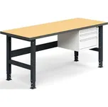 Dílenský stůl TRUST, se 3 zásuvkami, 2000x760mm, 300 kg, tvrzená deska