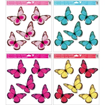 Okenní fólie s glitry motýli 33x30 cm 989