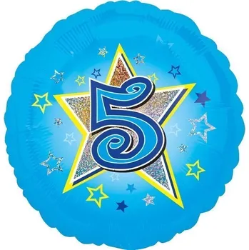 Balónek Amscan / Riethmüller Balonek fóliový číslo 5 modrý, 43 cm