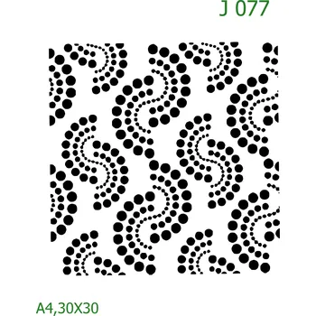 Plastová šablona pro malování - Strukturální vzory - Vlnky z teček (J077) - A4 , Nelepící folie