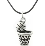 Ocelový Stříbrno Černý přívěsek Basketbal s řetízkem - Nerez SL