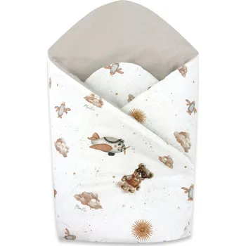 Zavinovačka Miminu Novorozenecká zavinovačka bavlna 75x75 cm Méďa pilot Bílá/béžová