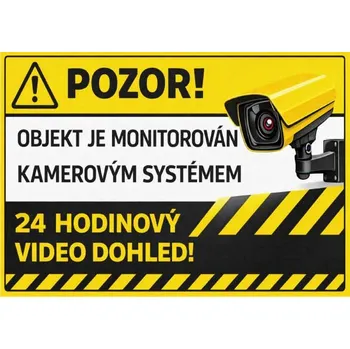 Analogová kamera ⚠️ Cedule Objekt je monitorován kamerovým systémem – na šířku - A5 - 15x21 cm / Plast tl. 3 mm
